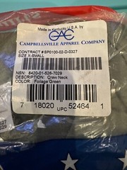 CAMPBELLSVILLE APPAREL COMPANY DSCP 100% COMBED COTTON CREW NECK 3PK MENS XS
