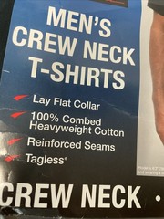 6 PACK Kirkland Signature Mens Crew Neck SMALL T-Shirt BLACK Tee Reinforced Seam
