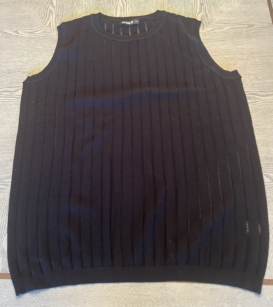 Steele Textured Knit Tank Top Sz. 2XL St33le Black Sleeveless Stretch Jock
