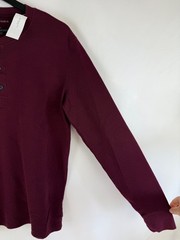 NEW American Eagle Men’s Plum 1/4 Button Standard Fit Waffle Henley Top Small S