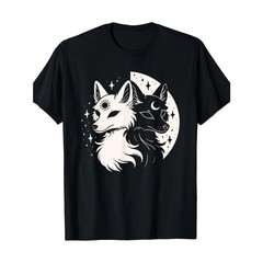 Celestial Fox Sun Moon Stars Spirit Alt Graphic Cotton T-Shirt