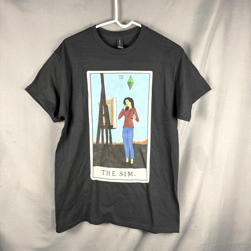 The SIM Tarot Card T Shirt Black Medium Crewneck Graphic Tee Streetwear Skater