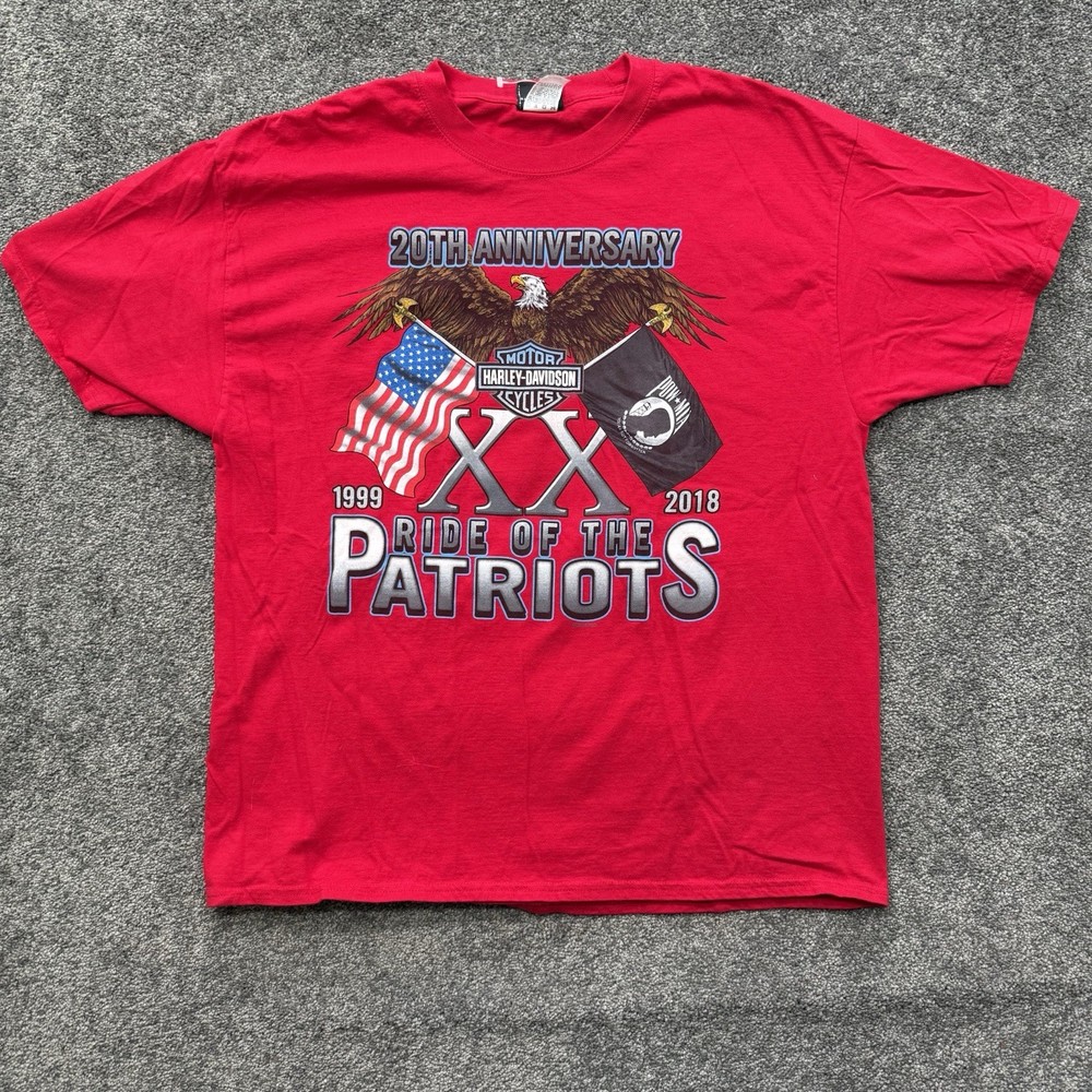 Mens xl Harley Davidson T Shirt Ride of Patriots Fairfax VA Eagle POW MIA Res