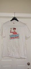Where’s Waldo Campsite Graphic White T Shirt Size Large Front Back Design Mens