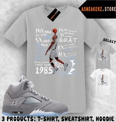 Shirt To Match AJ 5 Wolf Grey 2026 Sneaker Matching Tee MJ 23 Accolades T-Shirt
