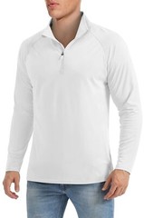 UPF50+ Mens 1/4 Zip UV Shirts Sun Protection Outdoor Fishing Performance T-Shirt