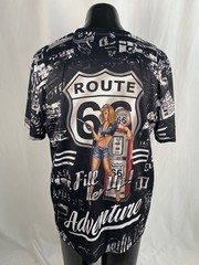 Route 66 Americana PinUp Girl Graphic Shirt Men’s XXL Polyester/Spandex Blend