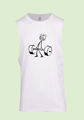 UNISEX MEN WOMENS TEE SLEEVELESS TSHIRT STICKMAN WEIGHTLIFTER LIFTING EXERCISE