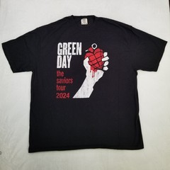 Green Day Black The Saviors Tour 2024 Grenade Hand Graphic T-Shirt Mens Size 2XL