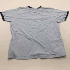 Tommy Hilfiger Shirt Mens Medium Blue Striped Contrast Trim Logo Crewneck