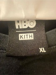 Kith Black HBO Sports Logo Short Sleeve Tee with Yellow and Multicolor Stripe