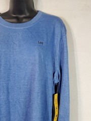 LEE Jeans Mens T-shirt Blue XL Long Sleeve Crew Neck Graphic Tee Spell Out
