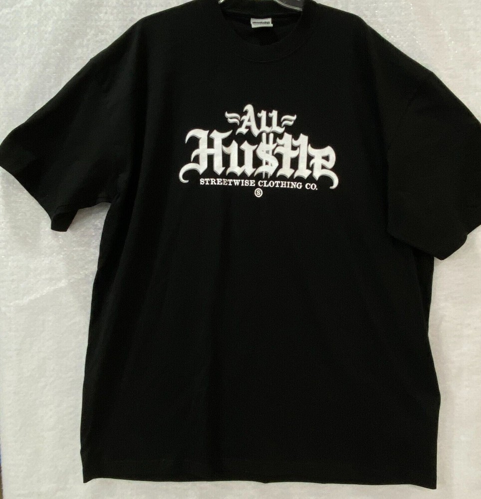 STREETWISE All Hustle T-Shirt Men’s 3X, 5X Tee Black Urban Streetwear Hip Hop
