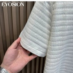 Summer Men Knitted Textured T-Shirt Slim Casual Solid O-Neck Short Sleeve Top