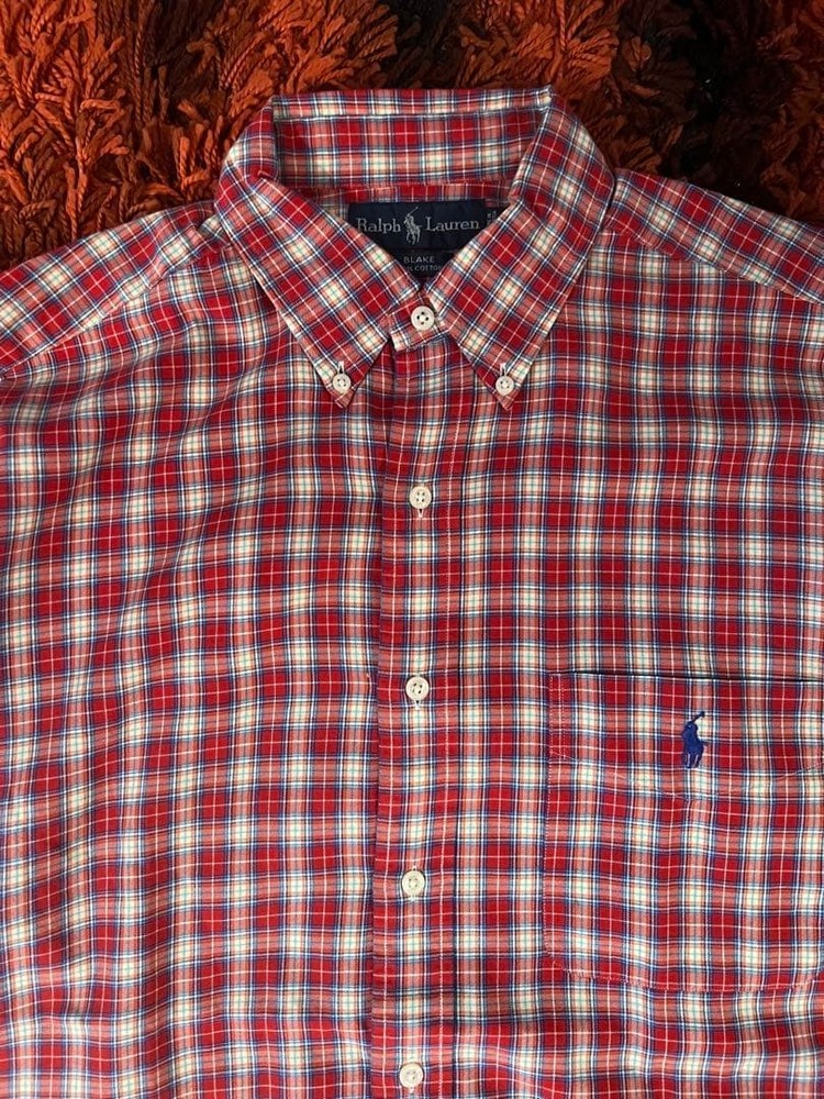 Ralph Lauren BLAKE Plaid Long Sleeve Shirt M 100% Cotton For 14Y+ Japan