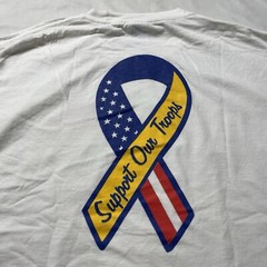 Vintage Support Our Troops T-Shirt Men’s XL White USA Military American Flag Art