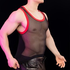 Men’s Sports Sleeveless Vest Sheer Mesh Tank Top Nightclub Party Shirt