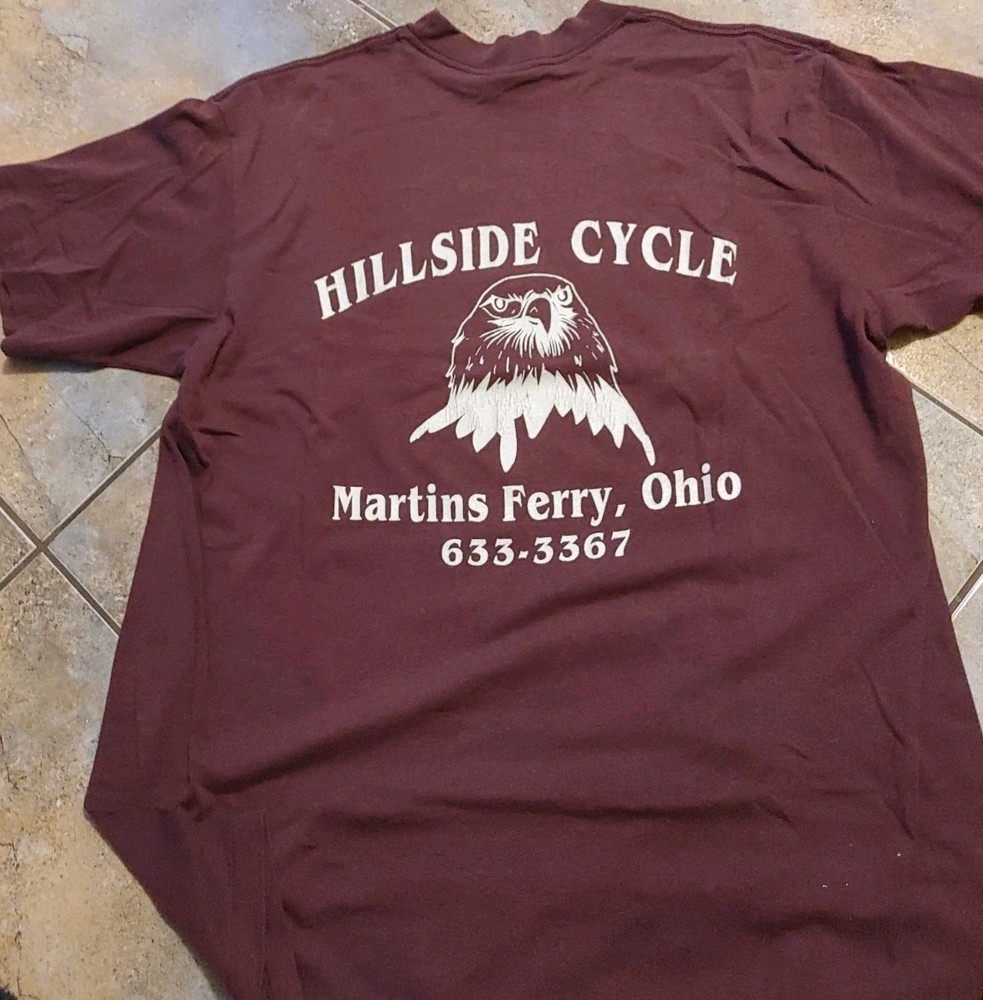 Vintage 1980s T-shirt Biker Motorcycle Graphic USA Made Maroon Size Large VG