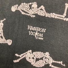 Vintage Fashion Victim Shirt Mens L Black White 1990 Skeleton Sex Funny AOP 90s