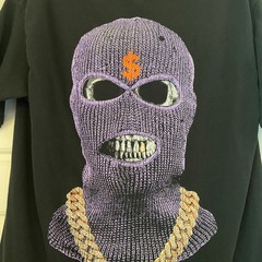 Nova Men No Face Or Case T-Shirt Mask Gold Chain Short Sleeve Tee Black Medium