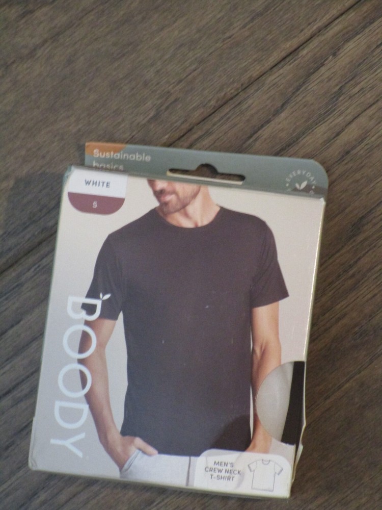 BOODY MEN’S CREW NECK WHITE T-SHIRT SIZE SMALL NEW
