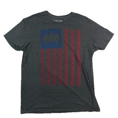 Batman Gray American Flag Logo DC Comics Superhero Graphic T-Shirt Men’s L