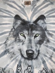 Vintage 2003 Liquid Blue Great Wolf Lodge Wolf Print Blue Tye Dye T-Shirt L