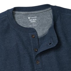 Mens Henley Long Sleeve T-Shirt Thermal Grandad Waffle Knit Warm Winter Cuff Tee