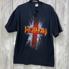 Def Leppard 2008 European Tour Shirt Mens XL Black Union Jack Rock Band Tee
