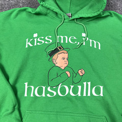 Kiss Me Im Hasbulla Hoodie Adult 2XL Green Logo Pullover Irish Barstool