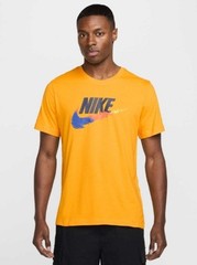 Nike Men Sportswear Graphic Sz Large T-Shirt Yellow Gold Multi Color Swoosh New