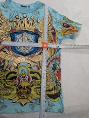 Vintage Y2K Ed Hardy Christian Audigier AOP Graphic Tee Shirt Size L