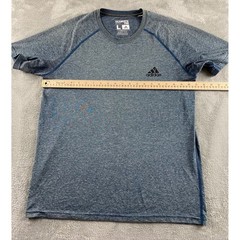 Adidas Ultimate Tee Mens Large Blue Heathered Performance Athletic T-Shirt Logo