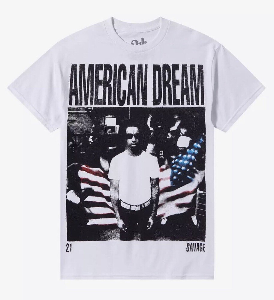 21 Savage Official American Dream Album Flag Portrait T Shirt White M *defect
