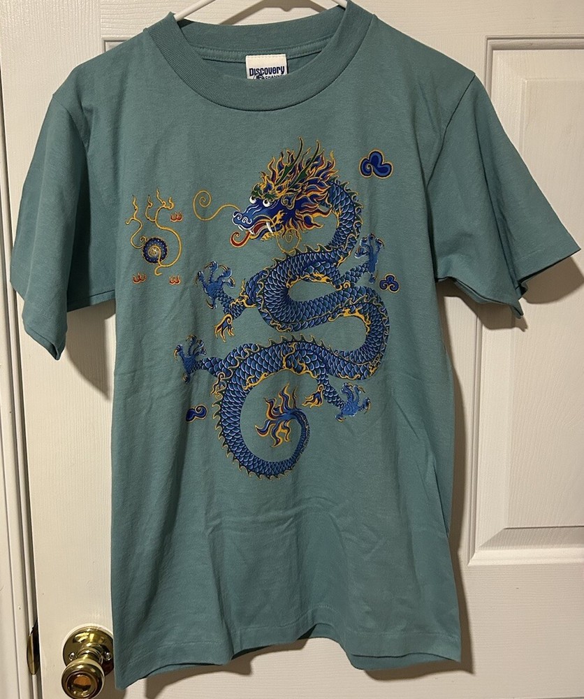 Vintage Discovery Channel Store Diana Dee Tyler Dragon Print T Shirt – Small 90s