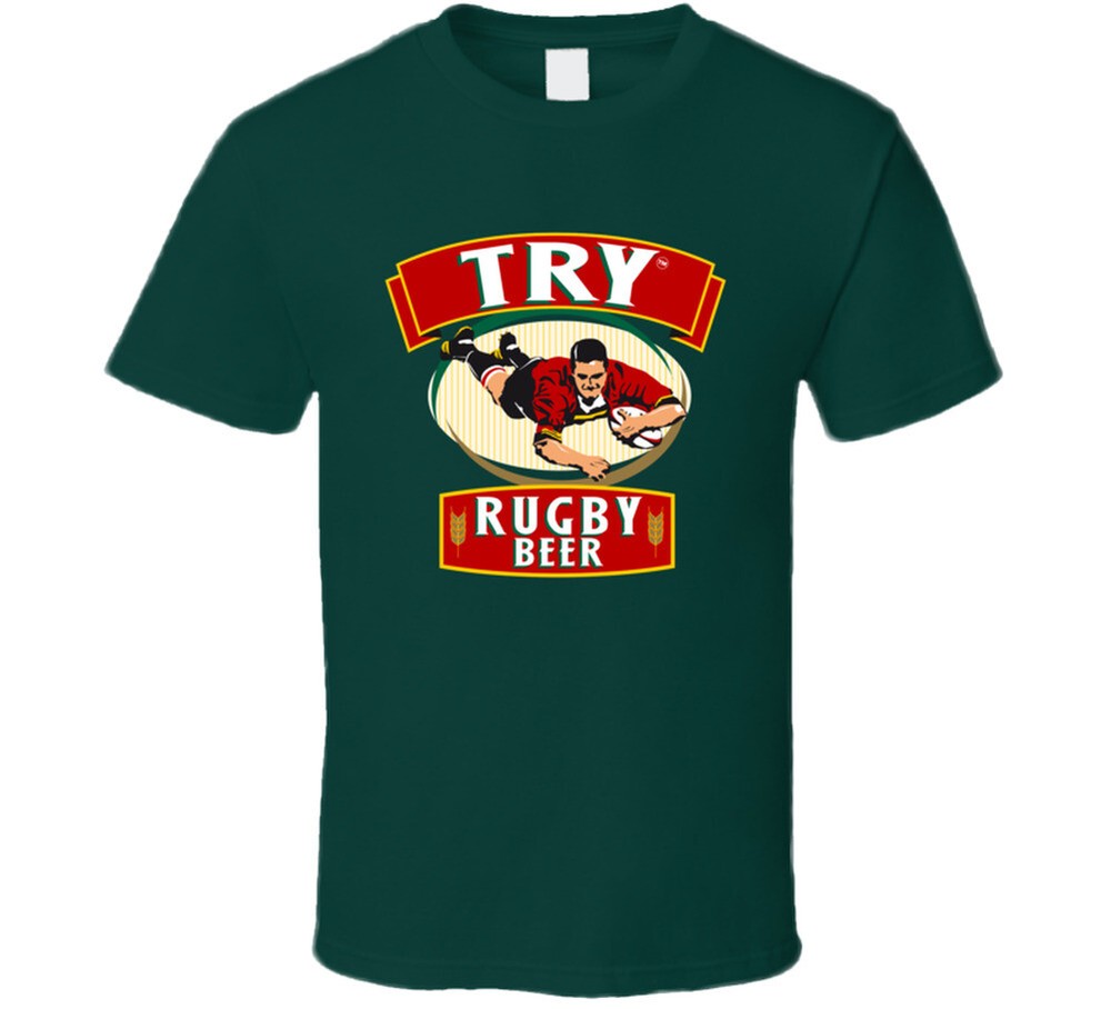 Try Rugby Beer Football Sports Drink Famous Sports Retro Style T Shirt