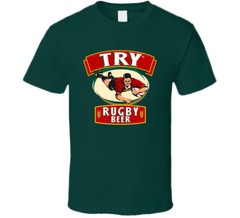 Try Rugby Beer Football Sports Drink Famous Sports Retro Style T Shirt