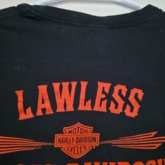 Harley Davidson Shirt Mens XL Black Lawless Renton WA Skull Flames Graphics Tee