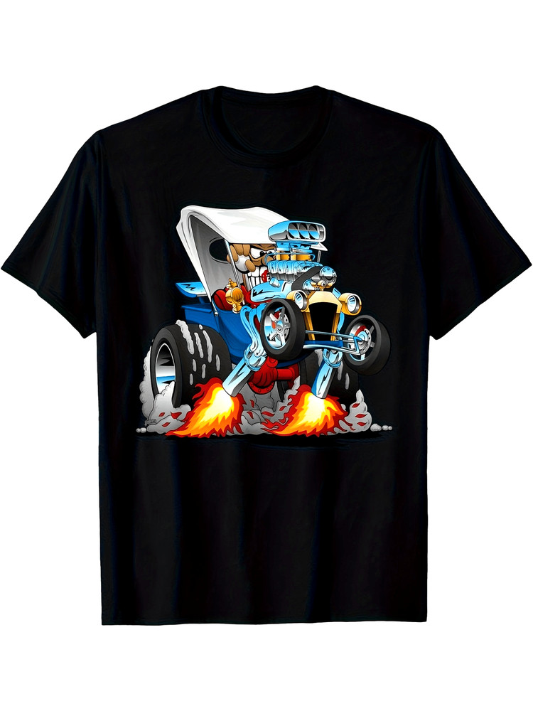 Men’s & Women’s Retro Hotrod T-Shirt – 220gsm Heavyweight Cotton Dragster Car