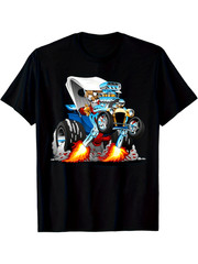 Men’s & Women’s Retro Hotrod T-Shirt – 220gsm Heavyweight Cotton Dragster Car
