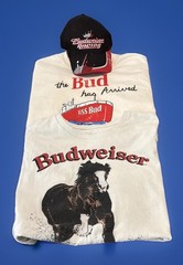 Budweiser T-Shirts (2) Men’s XL & Adjustable Strap Hat White Graphic Print