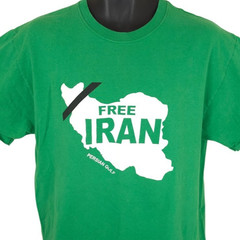 Vintage Free Iran T Shirt Mens Size Large Green Y2K Political Movement Tabriz