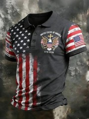 HOT!!! 250th Birthday Patriotic Polo Mens USA 1776-2026