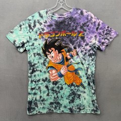 Dragon Ball Z Goku T-Shirt Tie Dye Graphic Small (34/36) Purple Teal Anime Tee
