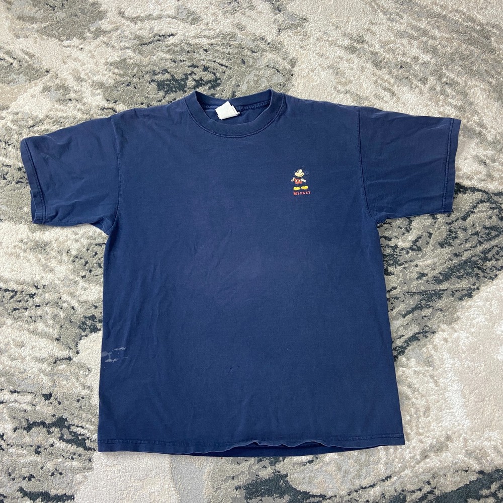 Vtg Disney Genuine Mickey Mouse Sz XL Blue Graphic Double Sided Unisex