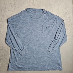 Polo Ralph Lauren T-Shirt Mens 2XB Blue Long Sleeve Crew Neck Pocket Pony Logo