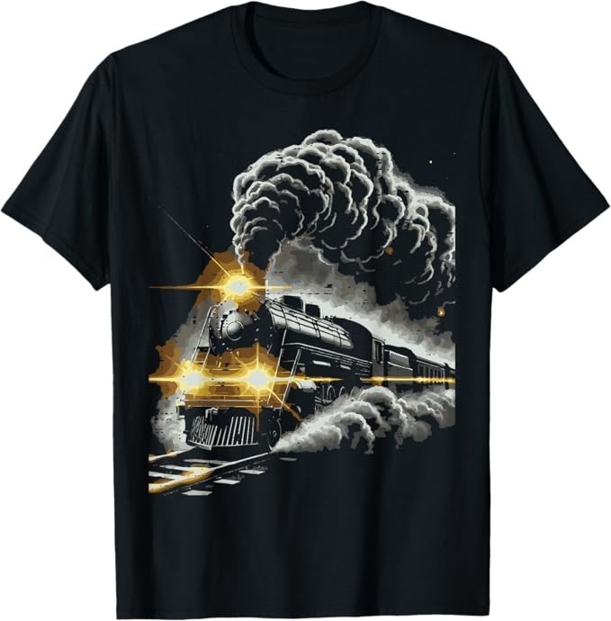 Steam Engine Train Vintage Locomotive Conductor Men Boys Kid T-Shirt