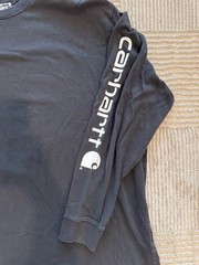 Carhartt Mens Graphic Logo Long Sleeve T-Shirt Black Loose Fit Size XL