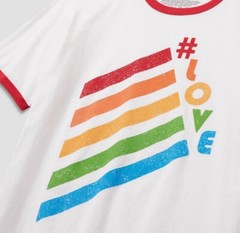 Pride Adult Short Sleeve ‘#Love’ Ringer T- Shirt – White XXL