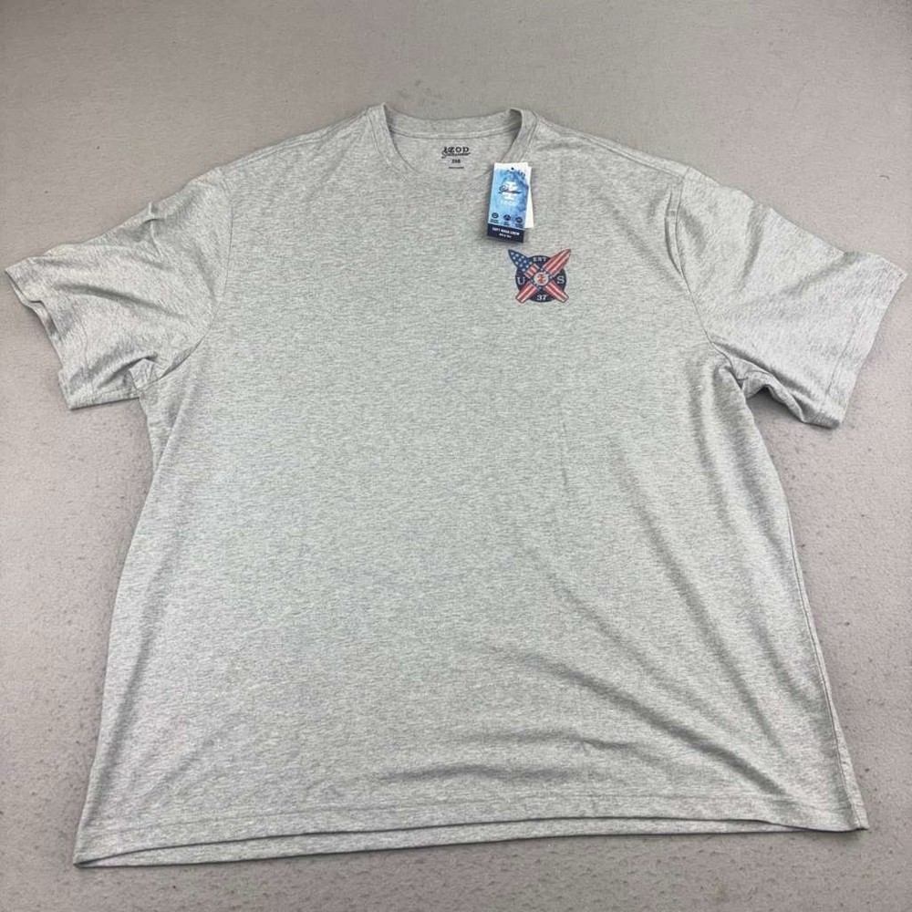 Izod Saltwater Shirt Mens 2XB Gray Soft Wash Crew Neck Short Sleeves Tee NWT